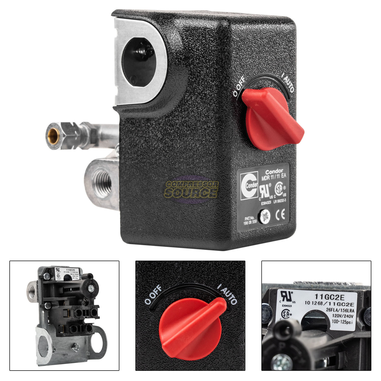 Condor 11GC2E Pressure Switch Control Valve 100125PSI 4 Port 1/4" FNPT